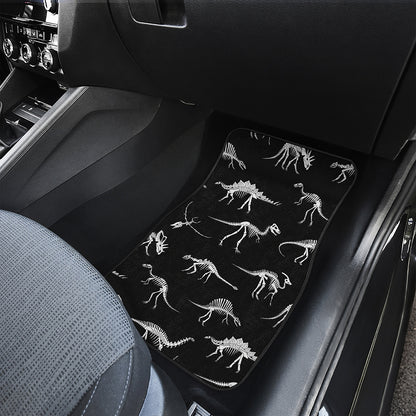 Black And White Dinosaur Fossil Print Front Car Floor Mats
