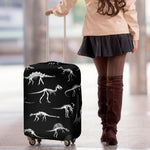 Black And White Dinosaur Fossil Print Luggage Cover