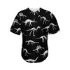 Black And White Dinosaur Fossil Print Men's Baseball Jersey