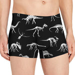 Black And White Dinosaur Fossil Print Men's Boxer Briefs