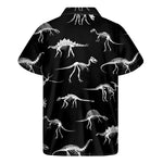 Black And White Dinosaur Fossil Print Men's Short Sleeve Shirt