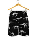 Black And White Dinosaur Fossil Print Men's Shorts