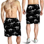 Black And White Dinosaur Fossil Print Men's Shorts