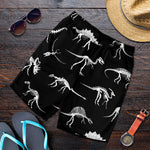Black And White Dinosaur Fossil Print Men's Shorts