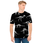 Black And White Dinosaur Fossil Print Men's T-Shirt