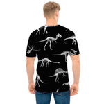 Black And White Dinosaur Fossil Print Men's T-Shirt