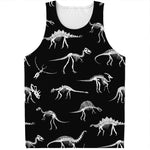 Black And White Dinosaur Fossil Print Men's Tank Top