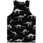 Black And White Dinosaur Fossil Print Men's Tank Top