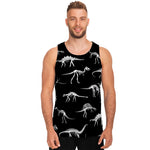 Black And White Dinosaur Fossil Print Men's Tank Top