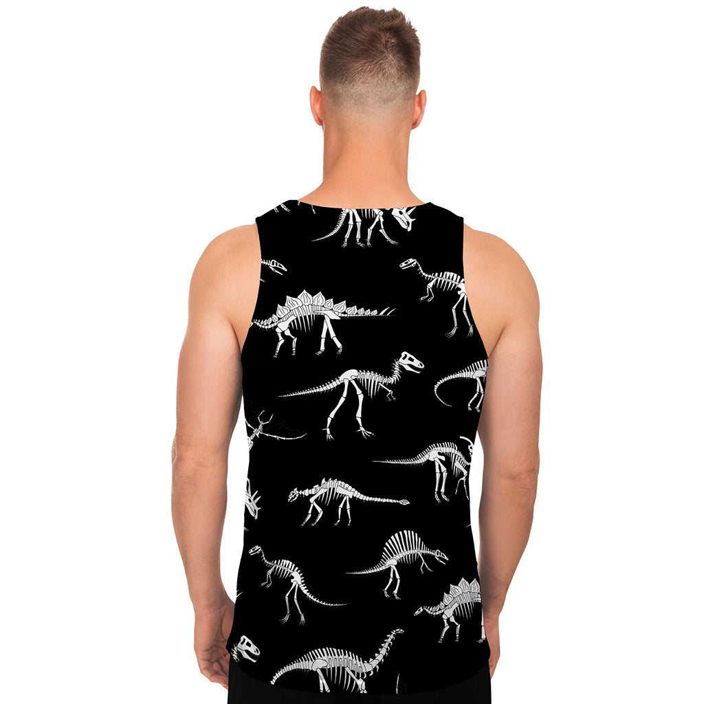 Black And White Dinosaur Fossil Print Men's Tank Top