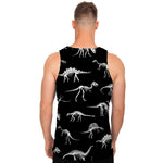 Black And White Dinosaur Fossil Print Men's Tank Top