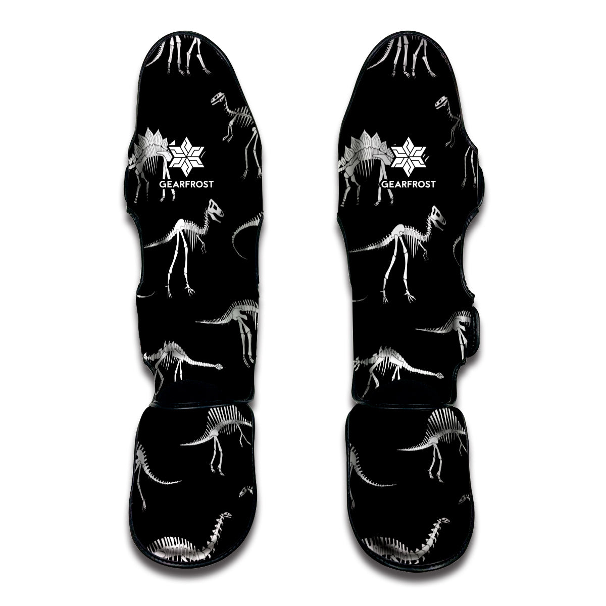 Black And White Dinosaur Fossil Print Muay Thai Shin Guard