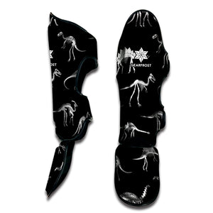 Black And White Dinosaur Fossil Print Muay Thai Shin Guard