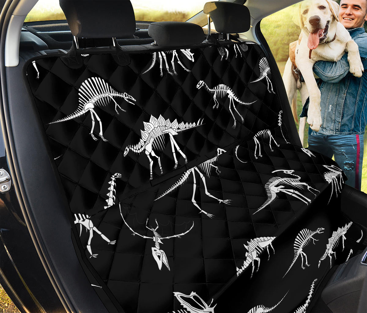 Black And White Dinosaur Fossil Print Pet Car Back Seat Cover