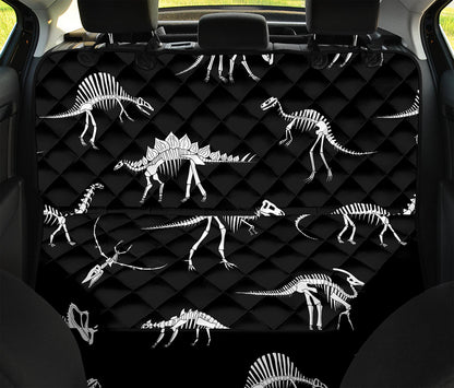 Black And White Dinosaur Fossil Print Pet Car Back Seat Cover