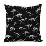 Black And White Dinosaur Fossil Print Pillow Cover