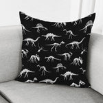 Black And White Dinosaur Fossil Print Pillow Cover