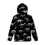 Black And White Dinosaur Fossil Print Pullover Hoodie
