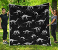Black And White Dinosaur Fossil Print Quilt