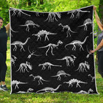 Black And White Dinosaur Fossil Print Quilt
