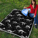 Black And White Dinosaur Fossil Print Quilt