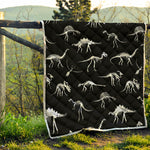 Black And White Dinosaur Fossil Print Quilt
