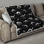 Black And White Dinosaur Fossil Print Quilt