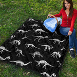Black And White Dinosaur Fossil Print Quilt