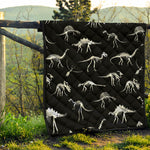Black And White Dinosaur Fossil Print Quilt