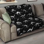 Black And White Dinosaur Fossil Print Quilt