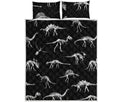Black And White Dinosaur Fossil Print Quilt Bed Set