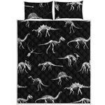 Black And White Dinosaur Fossil Print Quilt Bed Set