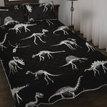 Black And White Dinosaur Fossil Print Quilt Bed Set