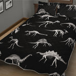 Black And White Dinosaur Fossil Print Quilt Bed Set