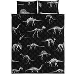 Black And White Dinosaur Fossil Print Quilt Bed Set
