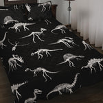 Black And White Dinosaur Fossil Print Quilt Bed Set