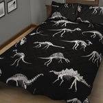 Black And White Dinosaur Fossil Print Quilt Bed Set