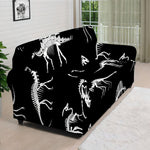 Black And White Dinosaur Fossil Print Sofa Cover