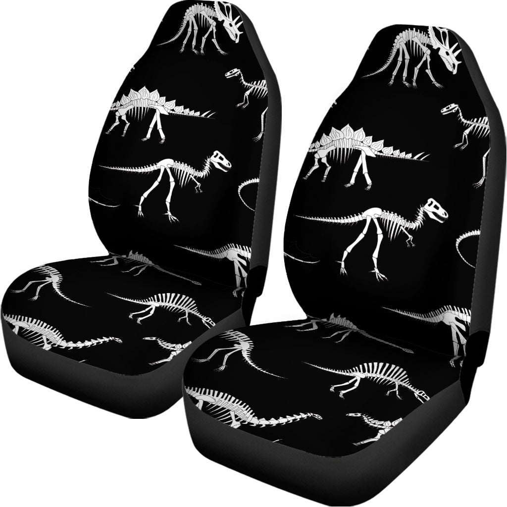 Black And White Dinosaur Fossil Print Universal Fit Car Seat Covers