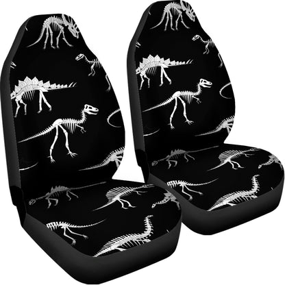 Black And White Dinosaur Fossil Print Universal Fit Car Seat Covers