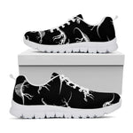Black And White Dinosaur Fossil Print White Sneakers
