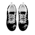 Black And White Dinosaur Fossil Print White Sneakers