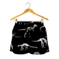 Black And White Dinosaur Fossil Print Women's Shorts