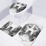 Black And White Drawing Beagle Print 3 Piece Bath Mat Set