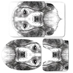 Black And White Drawing Beagle Print 3 Piece Bath Mat Set