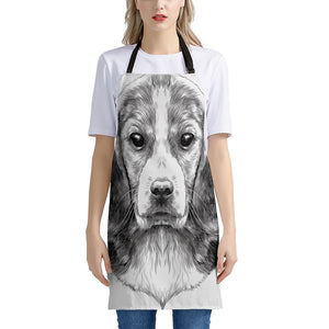 Black And White Drawing Beagle Print Apron