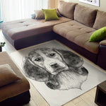 Black And White Drawing Beagle Print Area Rug