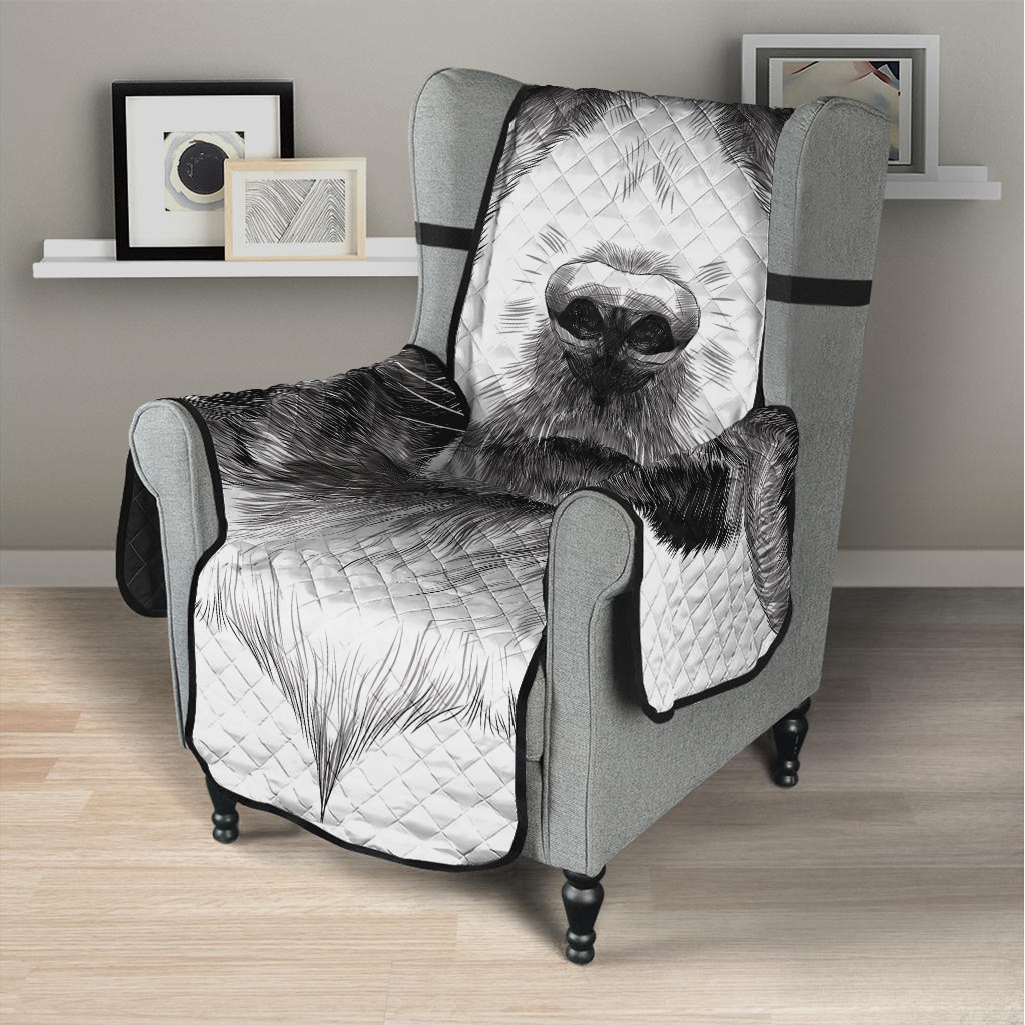 Black And White Drawing Beagle Print Armchair Protector