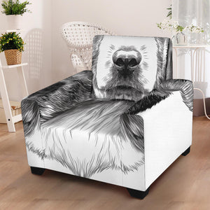 Black And White Drawing Beagle Print Armchair Slipcover