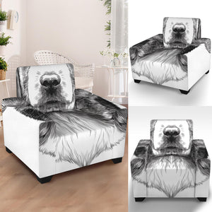 Black And White Drawing Beagle Print Armchair Slipcover